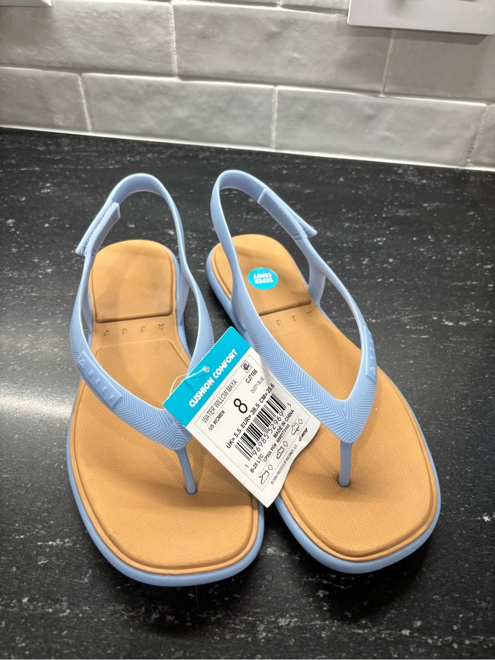 Reef Sz 8 Water Vista Cushion Comfort Slingback Flip Flop Sandals  Blue Women’s